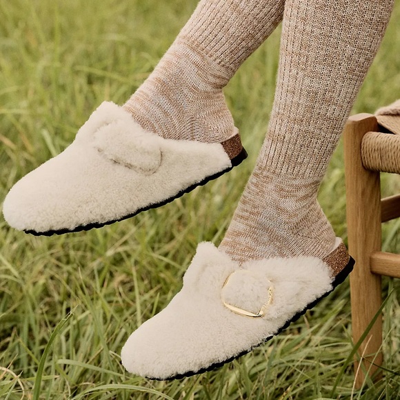 NEW Women’s Birkenstock Cream Boston Teddy Clogs faux Shearling Sz EU39/US8-8.5 - Picture 2 of 8